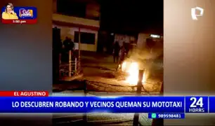 El Agustino: incendian mototaxi de ladrón que atacó un transeúnte y luego escapó