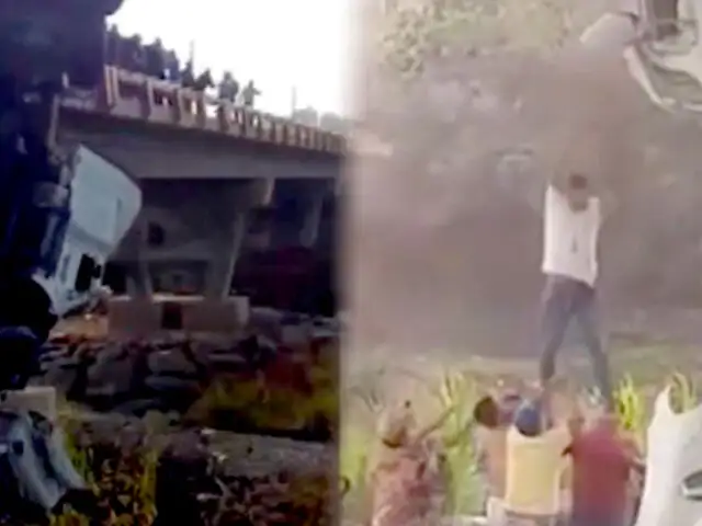Chiclayo: increíbles imágenes deja despiste de camión en puente Úcupe