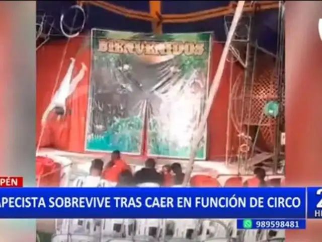 Chepén: Trapecista sufre aparatosa caída durante presentación en circo