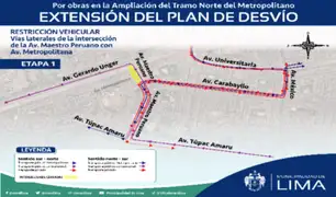 Restringirán acceso vehicular en vías laterales de la Av. Maestro Peruano con Av. Metropolitana