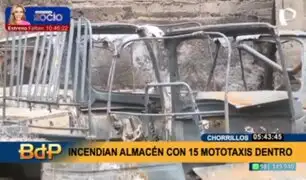 Incendio consume 15 mototaxis en Chorrillos: dueño de almacén dice que el siniestro fue provocado
