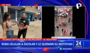El Agustino: Vecinos capturan a delincuente que asaltó a escolar y queman su mototaxi