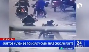 Pucallpa: Delincuentes en moto huyen de la policía, pero chocan con poste y los capturan