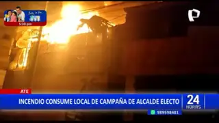 Ate: Incendio consume local de campaña del alcalde electo