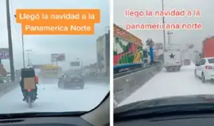 Nieve en Lima Norte: Conductores quedan sorprendidos al ver carretera completamente blanca