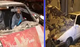 ¡Se salvó de milagro! Muro se desploma y cae sobre vehículo en la avenida Tacna