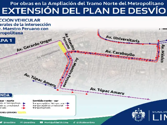 Restringirán acceso vehicular en vías laterales de la Av. Maestro Peruano con Av. Metropolitana