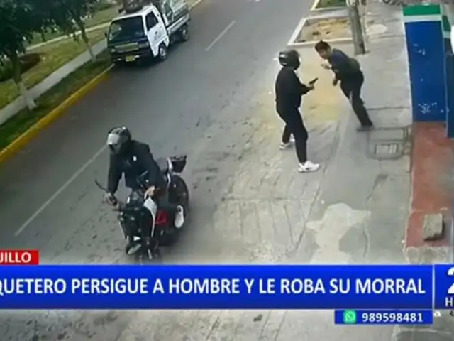 Trujillo: Delincuentes en moto encañonan a transeúnte y le roban su morral