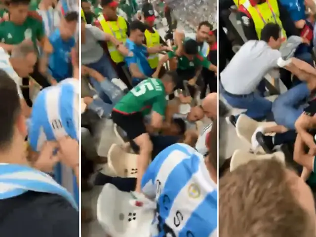 Argentina vs. México:hinchas se enfrentaron a golpes tras primer gol de la albiceleste