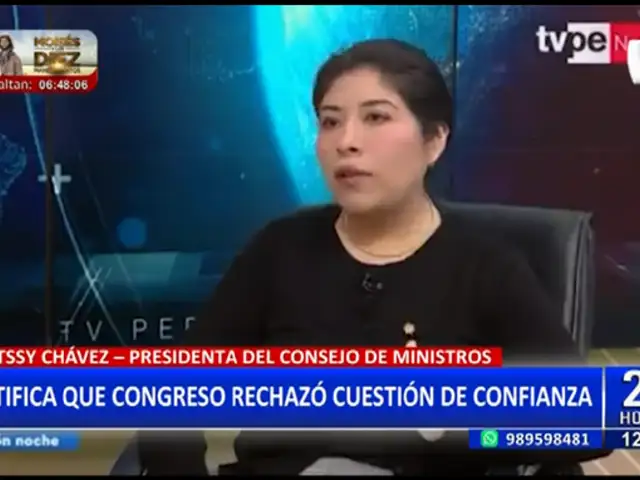 Premier Betssy Chávez: “Yo no puedo obligar a los parlamentarios a que me den la confianza”