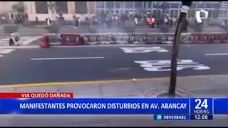 Pedro Castillo: Simpatizantes causan graves daños en avenida Abancay