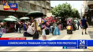 Cercado de Lima: Comerciantes trabajan con temor a ser agredidos por los manifestantes