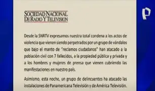 Sociedad Nacional de Radio y Televisión condena actos vandálicos a Panamericana