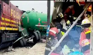 Ate: mujer queda atrapada en accidente entre camión cisterna y una locomotora