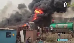 Voraz incendio en SJL: Siniestro consumió fábrica de químicos