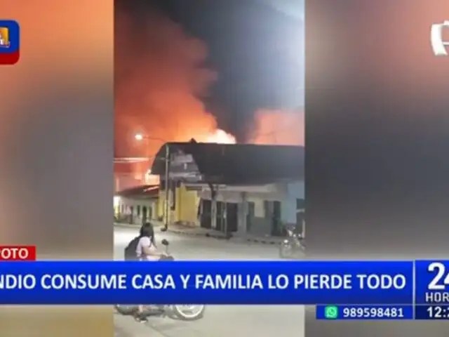 Tarapoto: Incendio consume vivienda y familia lo pierde todo