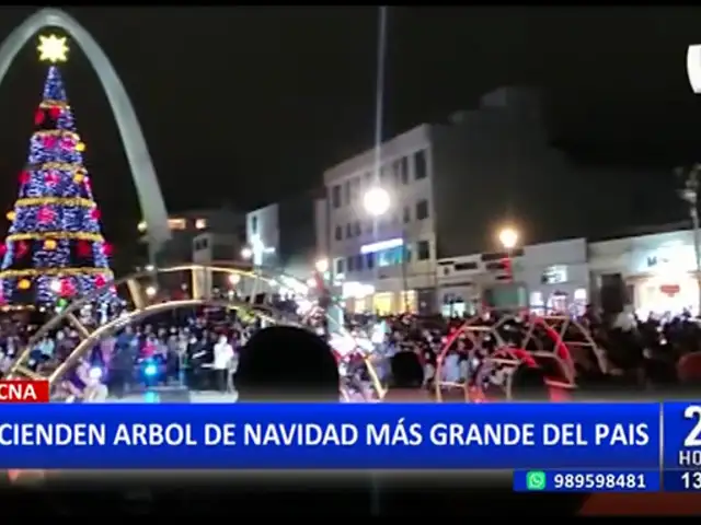 Tacna: Encienden luces del Ã¡rbol navideÃ±o mÃ¡s grande del paÃ­s