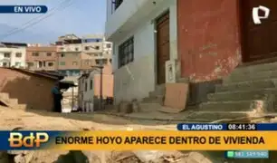 En riesgo: enorme hoyo al interior de vivienda alarma a vecinos de El Agustino