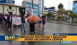 Anuncian protestas en Cajamarca: ronderos de Chota cerrarán principales comercios de la ciudad