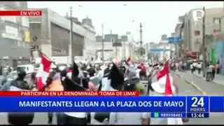 Toma de Lima: Manifestantes se concentran en Plaza Dos de Mayo