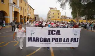 Ica: cientos de personas marcha por la paz y contra el constante bloqueo de la Panamericana Sur