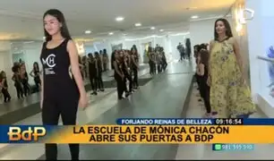 Jóvenes se perfilan como reinas de belleza en escuela de Mónica Chacón, ex Miss Perú Mundo 1996