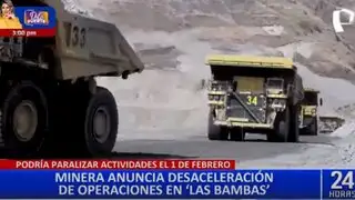 Minera Las Bambas anuncia desaceleración en sus operaciones