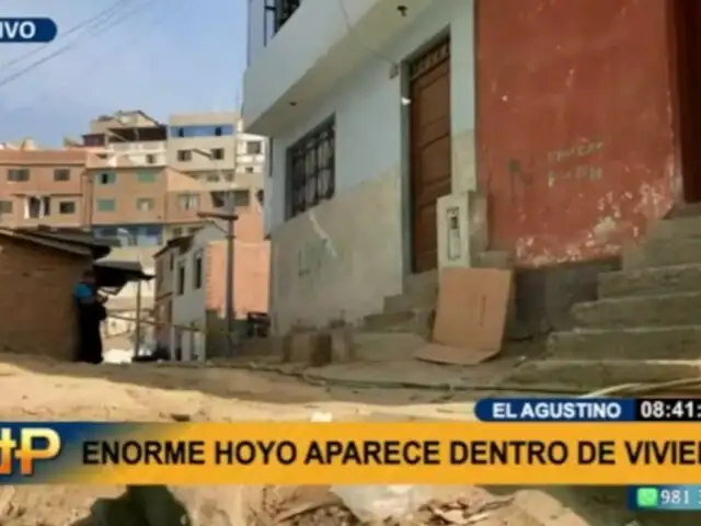 En riesgo: enorme hoyo al interior de vivienda alarma a vecinos de El Agustino