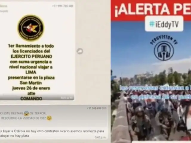 Protestas en Lima: Difunden videos llamando a reservistas a participar en manifestaciones de este 26 de enero