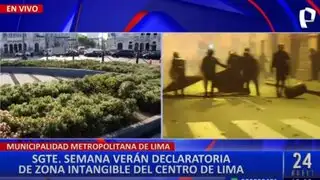 Municipio de Lima repara daños hecho por manifestantes en Plaza Dos de Mayo