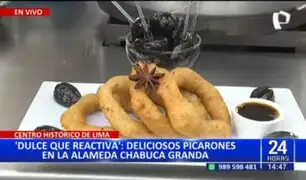 "Dulce que reactiva": Ofrecen deliciosos picarones de varios sabores en Alameda Chabuca Granda