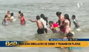 Decenas de bañistas participaron en simulacro de sismo y tsunami en las playas de Lima