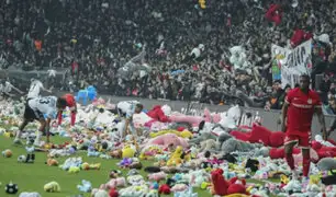 Al campo de fútbol: turcos lanzan peluches expresando malestar por respuesta del Gobierno al terremoto