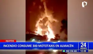 Iquitos: voraz incendio consume 300 mototaxis y deja a seis bomberos heridos