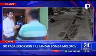 Comas: Lanzan bomba molotov a vehículo de empresario por no pagar extorsión