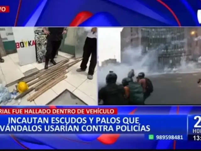 PNP incauta escudos y palos que vándalos usarían en violentas protestas