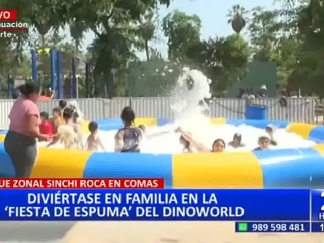 ¡Diversión para toda la familia!: Ofrecen fiesta de espuma en "Dinoworld" del parque Sinchi Roca