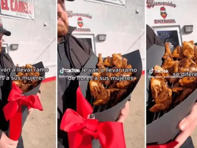 ¿Adiós a las flores?: Emprendedor ofrece ramo de pollito asado por San Valentín