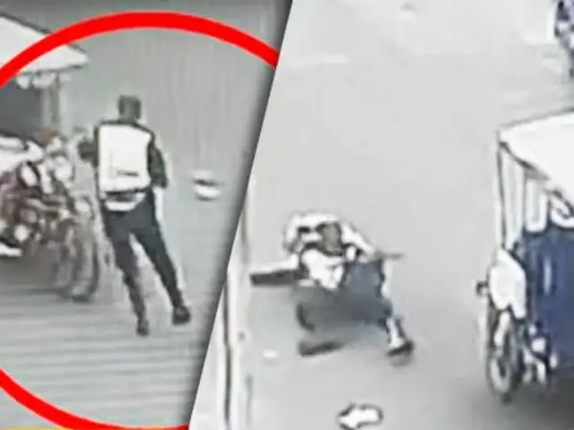 Delincuente en mototaxi arrolla a policía en la avenida Aviación