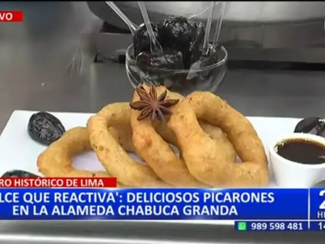 "Dulce que reactiva": Ofrecen deliciosos picarones de varios sabores en Alameda Chabuca Granda