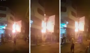Comas: Reportan incendio de grandes proporciones cerca a oficinas del Banco de la Nación