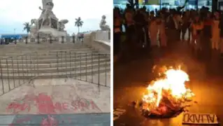Trujillo: Violentos manifestantes dañan instalaciones de la Plaza de Armas
