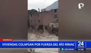 ¡Imágenes impactantes! Vivienda de tres pisos colapsa por fuerza del río Rímac en Chosica