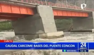 Cañete: Puente Concón a punto de caerse tras aumento del caudal del río