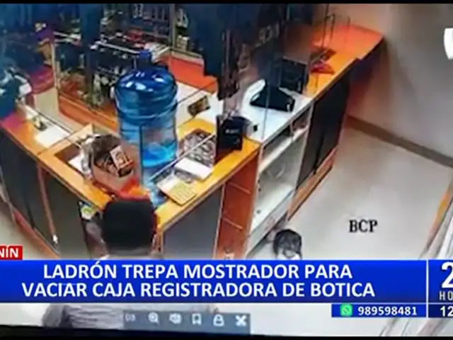 Junín: Ladrón trepa por el mostrador para robar dinero de caja registradora de una botica