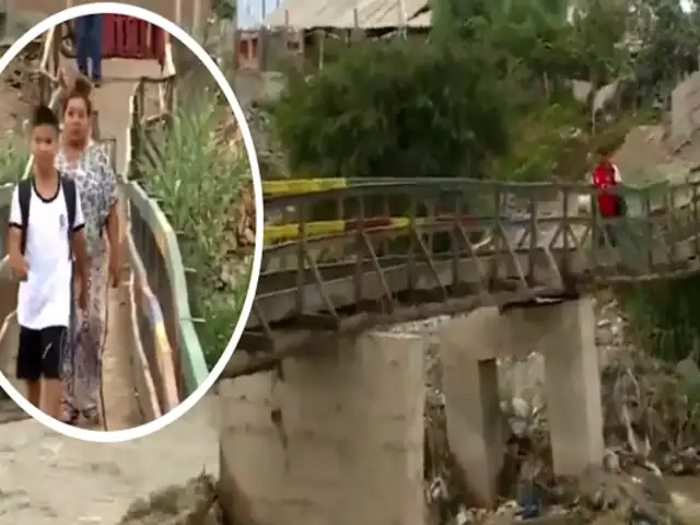 Puente Piedra: vecinos y hasta niños arriesgan sus vidas utilizando puente clausurado
