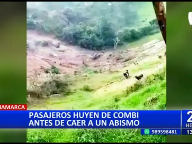 Cajamarca: pasajeros se salvan de morir tras huir de una combi que iba caer a un abismo