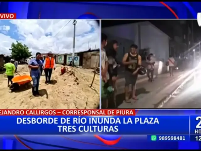 Ciclón Yaku: Río se desborda e inunda plaza Tres Culturas de Piura