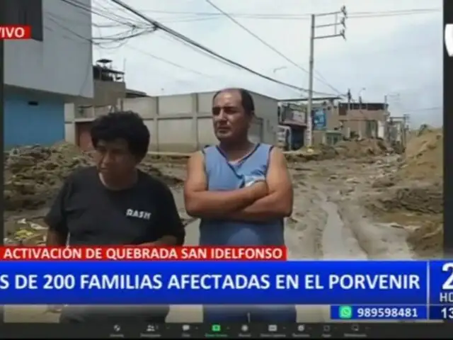 Trujillo: Más de 200 familias afectadas en El Porvenir por activación de quebrada