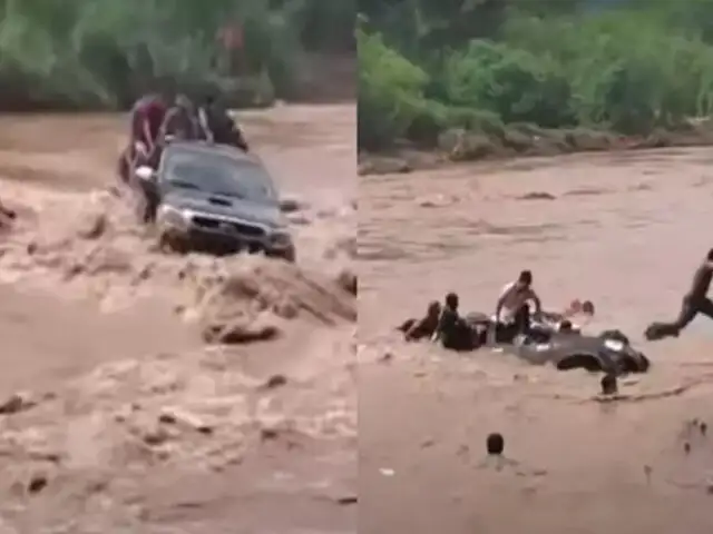 Piura: camioneta con pasajeros fue arrastrada por caudaloso río formado por las intensas lluvias